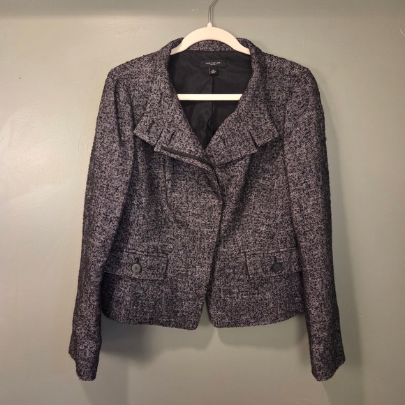 Ann Taylor Jackets & Blazers - Ann Taylor Wool Blend Tweed Blazer Jacket Size 10 Black White Office Classic